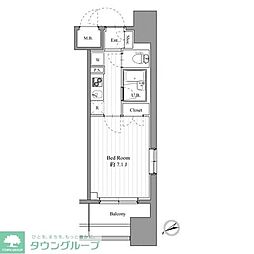 スペーシア梅屋敷 2階1Kの間取り