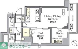 プライムガーデン大森 11階2LDKの間取り
