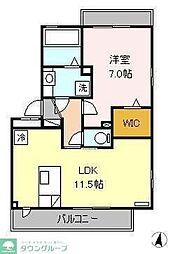 シャルム池上 1階1LDKの間取り