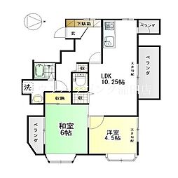 京急本線 六郷土手駅 徒歩7分の賃貸マンション 4階2DKの間取り