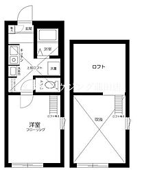 esora萩中 1階1Kの間取り