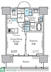 HARUMI　FLAG　PORT　VILLAGE　C棟 9階1LDKの間取り