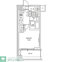 ザ・パークハビオ目黒プレイス 5階1Kの間取り