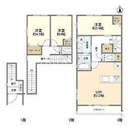 JR京浜東北・根岸線 蒲田駅 徒歩9分の賃貸タウンハウス 1階3LDKの間取り