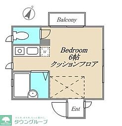 久が原さくら荘 2階ワンルームの間取り