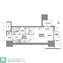 コンフォリア西蒲田 5階1Kの間取り