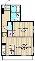 ラフィネ上池台 3階1LDKの間取り