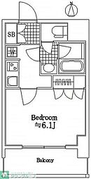 プラチナコート多摩川イースト 5階1Kの間取り