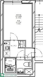 フラシア新蒲田 304 3階1Kの間取り