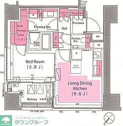 パークタワー高輪 605 6階1LDKの間取り