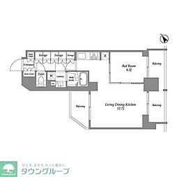 シーズンフラッツ大森西 1LDKの間取図画像
