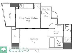 ライオンズフォーシア白金高輪 1LDKの間取図画像