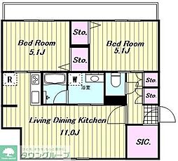 EDIT都立大学 2LDKの間取図画像