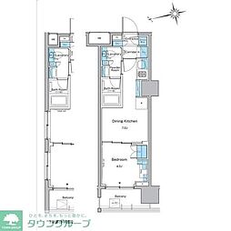 ルフォンプログレ品川戸越 1DKの間取図画像
