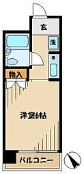 スカイコート戸越銀座 1Kの間取図画像