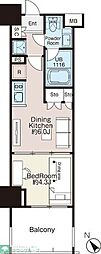 ベルファース大森South 1DKの間取図画像