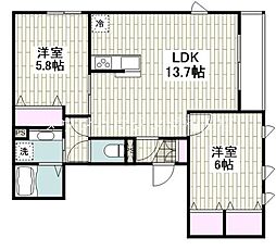 フォルテ大屋敷 2LDKの間取図画像