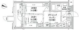 ルフレ田園調布南 2DKの間取図画像