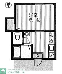 第73シンエイ 1Kの間取図画像