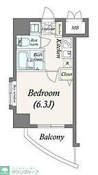 パレステュディオ芝浦TokyoBay 1Kの間取図画像