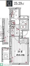 レガリス洗足池 1Kの間取図画像
