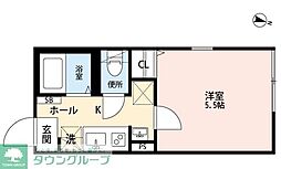 グランクオール久が原 1Kの間取図画像