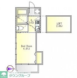 PRIME大崎 1Kの間取図画像