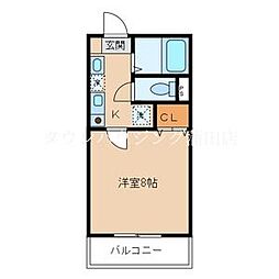サンライトヒルズ 1Kの間取図画像