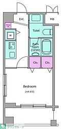 レジディア新川 1Kの間取図画像