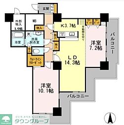 品川シーサイドビュータワー1 2LDKの間取図画像