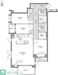 京急本線 北品川駅 徒歩9分の賃貸マンション 3階3LDKの間取り
