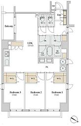 都営浅草線 人形町駅 徒歩4分の賃貸マンション 4階3LDKの間取り