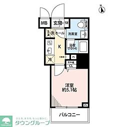 都営浅草線 戸越駅 徒歩10分の賃貸マンション 2階1Kの間取り