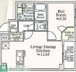 東京メトロ有楽町線 月島駅 徒歩4分の賃貸マンション 2階1LDKの間取り