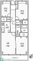 都営浅草線 西馬込駅 徒歩17分の賃貸マンション 4階3LDKの間取り