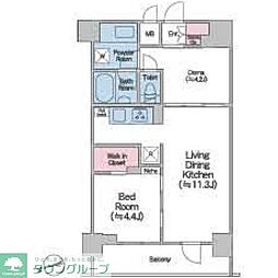 都営浅草線 西馬込駅 徒歩10分の賃貸マンション 1階1LDKの間取り