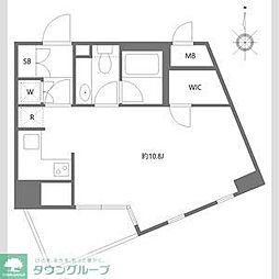JR山手線 目黒駅 徒歩1分の賃貸マンション 4階ワンルームの間取り