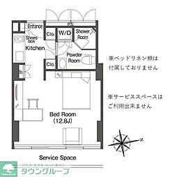 JR山手線 品川駅 徒歩10分の賃貸マンション 18階ワンルームの間取り