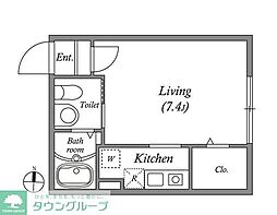 東急池上線 千鳥町駅 徒歩7分の賃貸マンション 2階ワンルームの間取り