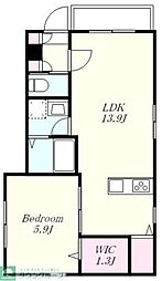 東急池上線 荏原中延駅 徒歩2分の賃貸マンション 1階1LDKの間取り