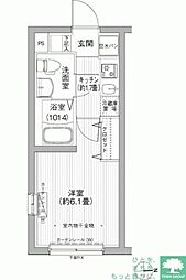 東急大井町線 戸越公園駅 徒歩6分の賃貸マンション 4階1Kの間取り