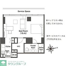 JR山手線 品川駅 徒歩10分の賃貸マンション 12階ワンルームの間取り