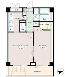 都営浅草線 泉岳寺駅 徒歩4分の賃貸マンション 3階1LDKの間取り