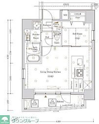 東急池上線 荏原中延駅 徒歩5分の賃貸マンション 9階1LDKの間取り