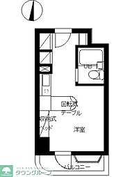 東京メトロ日比谷線 広尾駅 徒歩12分の賃貸マンション 4階ワンルームの間取り
