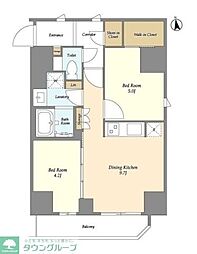 JR京浜東北・根岸線 蒲田駅 徒歩9分の賃貸マンション 2階2DKの間取り
