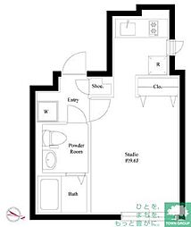東急池上線 荏原中延駅 徒歩12分の賃貸マンション 2階ワンルームの間取り