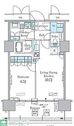 都営大江戸線 勝どき駅 徒歩13分の賃貸マンション 15階1LDKの間取り