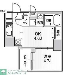東京臨海高速鉄道りんかい線 大井町駅 徒歩4分の賃貸マンション 12階1DKの間取り