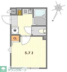 都営浅草線 馬込駅 徒歩7分の賃貸アパート 3階1Kの間取り